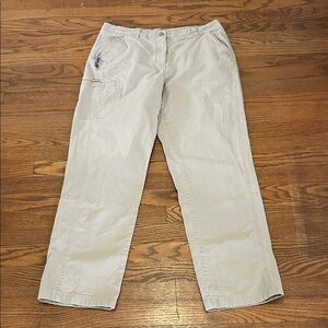 LLBean Pants Women’s 14 M/Tall Khaki Utility Hiking Canvas Cotton